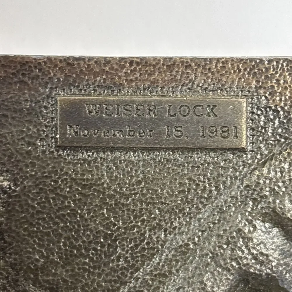 Weiser Door Lock Advertising Belt Buckle Vintage Brass 1981